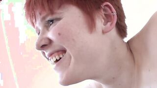 Fixing up a red haired dyke women into a vehicle service by a blondie handywoman