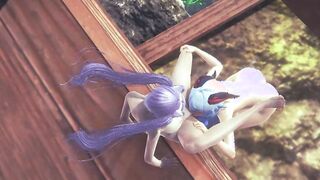 Genshin Impact Anime - Ganyu and Keqing eating snatch and screwed with strap-on - Japanese oriental Manga Hentai Clip Game Porn