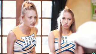 Slender blonde barely legal Khloe Kapri and Kyler Quinn anal banged! by their trainer