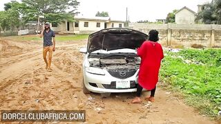 Big Boobed african pays the mechanic with pretty sex
