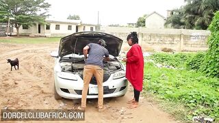 Big Boobed african pays the mechanic with pretty sex