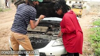 Big Boobed african pays the mechanic with pretty sex