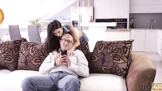 OLD4K. Sexual dark haired tempts mature man inside drilling her butthole
