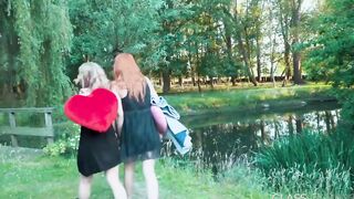 Outside dyke sex between eighteen couple with turned on snatch