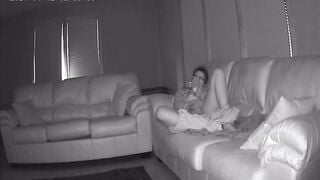 Sister inside Law Caught Masturbating on My Couch Housesitting Concealed Webcam