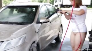 Flashing inside a outdoor transport and naked carwash
