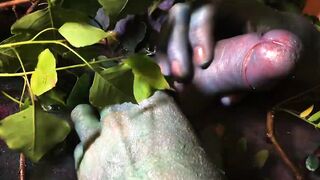He stroked his dick inside a slimy pink bath-tub swamp and then I gently felt his penis and nuts and finger fuck his asshole until he came.