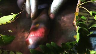 He stroked his dick inside a slimy pink bath-tub swamp and then I gently felt his penis and nuts and finger fuck his asshole until he came.