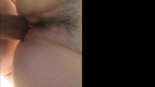 Beauty with unshaved snatch got a long penis into her tight soak cunt
