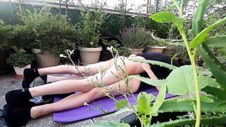 Fucking into outside on balcony - hope neighbors won't find us with the best oral sex at