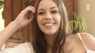 Fucking her GF on the couch seems to be this thin brunettes dream come true