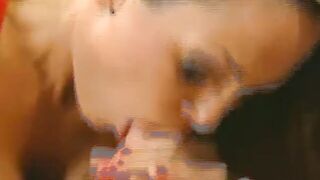 Freaky dark hair fucks penis with her breasts into the locker room