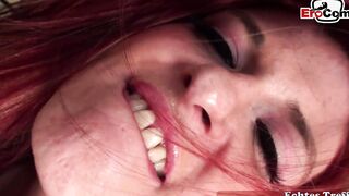 Curvy ginger cougar gets anal sex inside tights