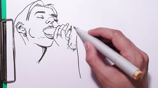 Amateur painter draws naughty picture, bj chick