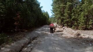 hot mom Tiffany went to do fitness inside the woods and couldn't resist and started undressing