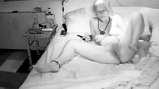 Mom fucks both holes with a 10in sex toy (second watch)
