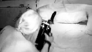 Mom fucks both holes with a 10in sex toy (second watch)