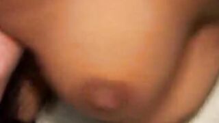 Long cock guy bends over this Hot dark hair perky tit thot and fucks her twat