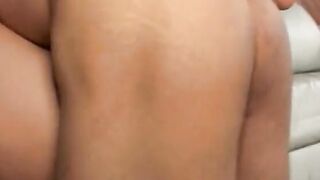 Long cock guy bends over this Hot dark hair perky tit thot and fucks her twat