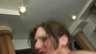 Turned On bimbo on sofa gets her hooters blown and twat finger fuck by bro