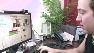 Natural boobs Vanessa gets her twat fuck into the office