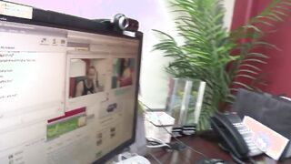 Natural boobs Vanessa gets her twat fuck into the office