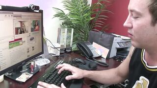 Natural boobs Vanessa gets her twat fuck into the office