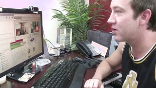 Natural boobs Vanessa gets her twat fuck into the office