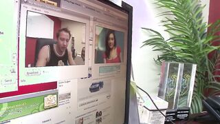 Natural boobs Vanessa gets her twat fuck into the office