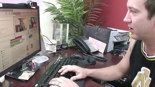 Natural boobs Vanessa gets her twat fuck into the office