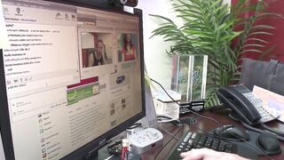 Natural boobs Vanessa gets her twat fuck into the office