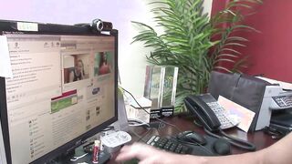 Natural boobs Vanessa gets her twat fuck into the office