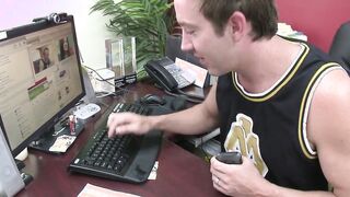 Natural boobs Vanessa gets her twat fuck into the office