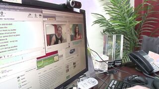 Natural boobs Vanessa gets her twat fuck into the office
