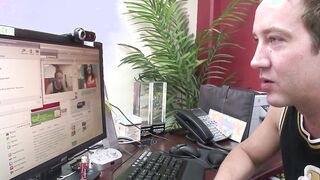 Natural boobs Vanessa gets her twat fuck into the office