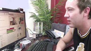 Natural boobs Vanessa gets her twat fuck into the office
