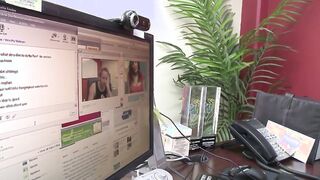 Natural boobs Vanessa gets her twat fuck into the office