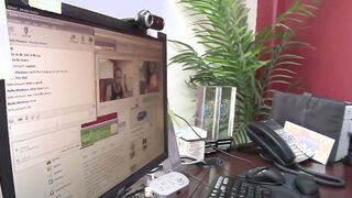 Natural boobs Vanessa gets her twat fuck into the office