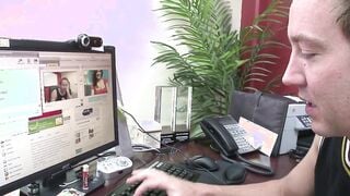 Natural boobs Vanessa gets her twat fuck into the office