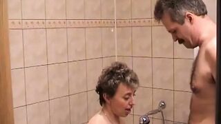 Short haired perfect MILF blonde takes control inside shower instead of washing