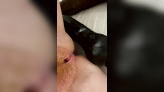 Unshaved Red Head Fiance Fucks Herself with three LONG Vibrators Creamy Cunt