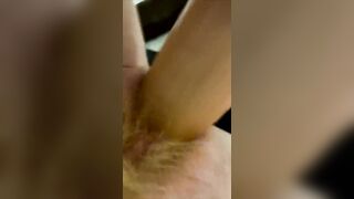 Unshaved Red Head Fiance Fucks Herself with three LONG Vibrators Creamy Cunt