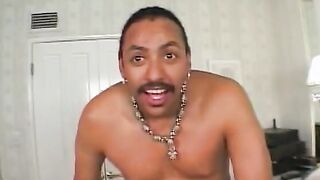 Interracial Dick blowing dark hair gets booty and pussy banged!