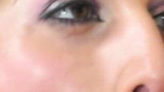 Interracial Dick blowing dark hair gets booty and pussy banged!