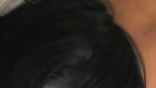 Interracial Dick blowing dark hair gets booty and pussy banged!