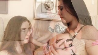 Ginger glasses wearing geeks get lucky as she fucks with a fake jugs mom
