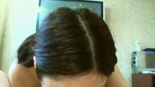oriental Nozomi blows dick to swallow cum