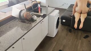 I banged! my maid dressing an apron with anal plug
