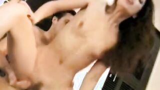 Goddess dark hair 19 year old gets bent backwards over her sink and fuck into the butt