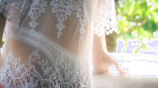 goddess Tali Dova is groaning while cumming inside the backyard